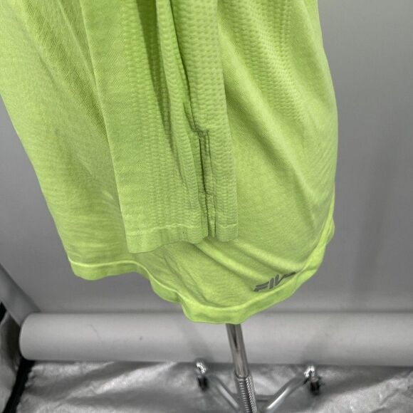 Fila Womans running hooded shirt Large Neon Green Stretchy thumb holes BoxI - Picture 5 of 7